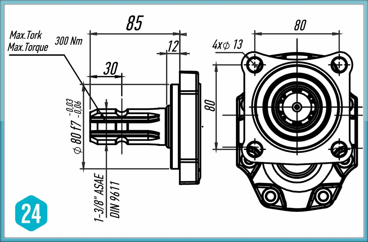 PTO Kugghjulspump vänster med stålpumphus ASAE ISO serie pump 125cc – bild 3