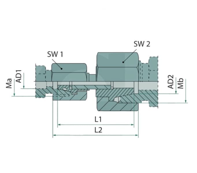 Dubbelmutter 28L (M36x2) - 42L (M52x2) – bild 2