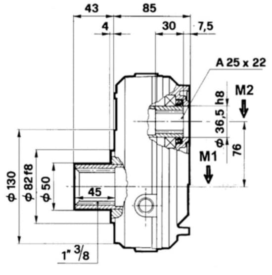 Växellåda GBF-20-S-2 hona 1:3,5 med 1" 3/8 axel – bild 2