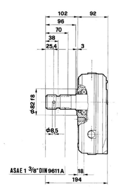 Kuggväxellåda GBF-30-S-1 hane 1:2 med 1" 3/8 axel – bild 2