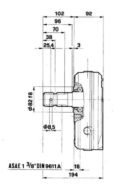Växellåda GBF-30-S-3 hona 1:2,5 med snabbkoppling för 1" 3/8 axel – bild 3