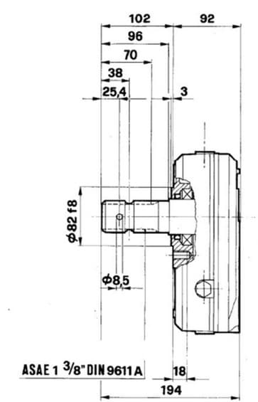 Växellåda GBF-30-S-3 hona 1:3,5 med snabbkoppling för 1" 3/8 axel – bild 2