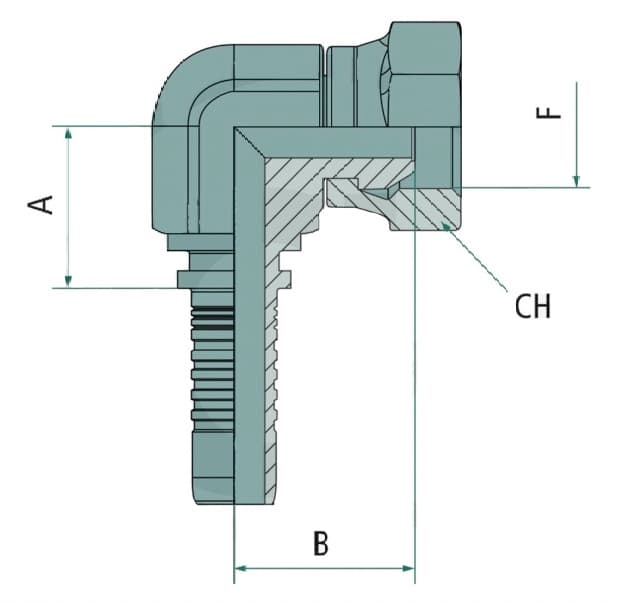 3/8" BSP hona presskoppling kompakt vinklad 90° för 3/8" (DN10) slang – bild 2