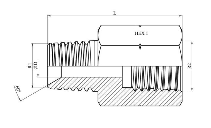 Adapter 1/2" - 1/2" NPT hane-hona – bild 2