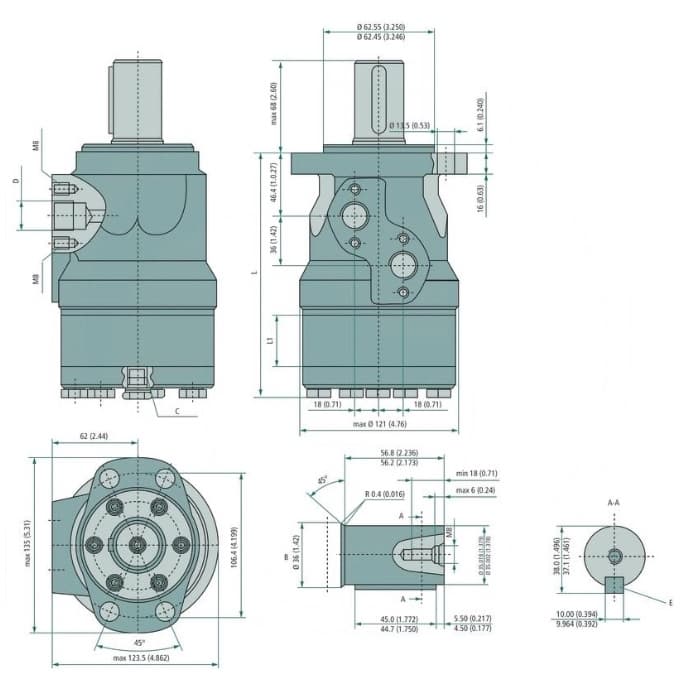 MH315C 315cc hydraulmotor 32 mm axel – bild 2