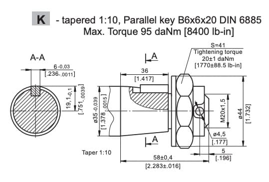 MSW315K 315cc hydraulmotor 35 mm 1:10 konisk axel – bild 4