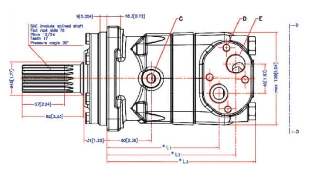 MT500 500cc hydraulmotor räfflad axel 1"1/2 – bild 2
