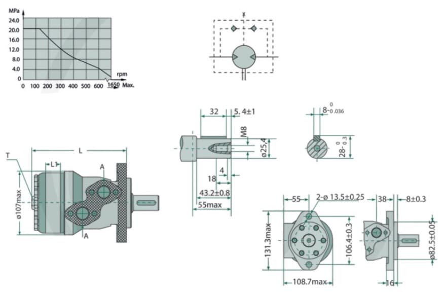 MR80CO 80cc hydraulmotor 25,4 mm axel – bild 3