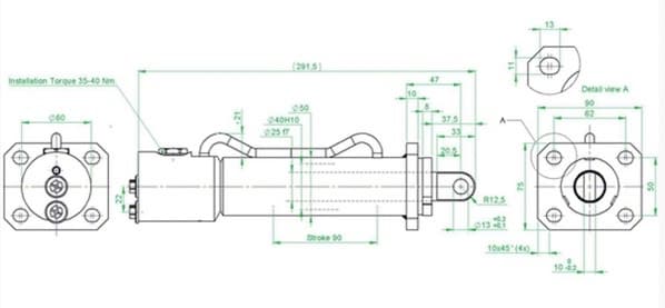 Hydraulcylinder för snabbfäste 40x25x90mm – bild 3