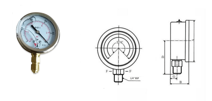 Vakuummätare DN 63 med glycerin 1/4" BSP – bild 2