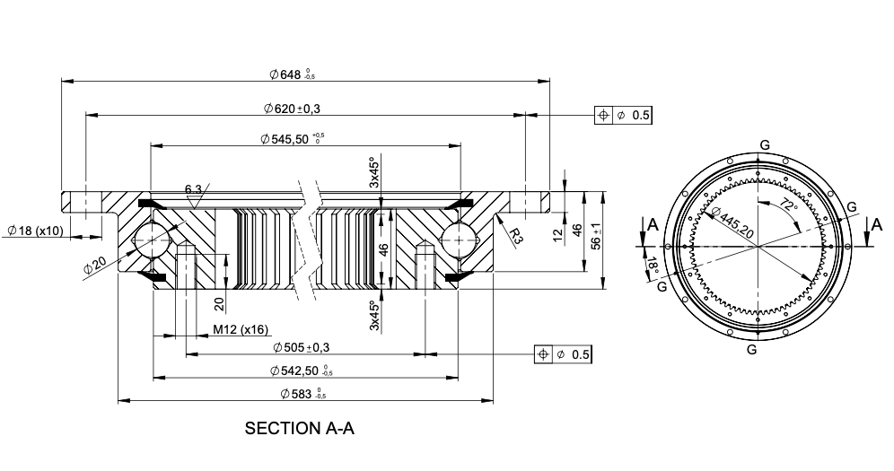 Svängkranslager med invändig kuggning och ytterdiameter 650mm – bild 2