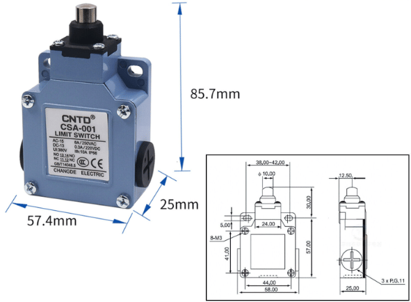 Elektrisk ändlägesbrytare metall CSA-001 – bild 2