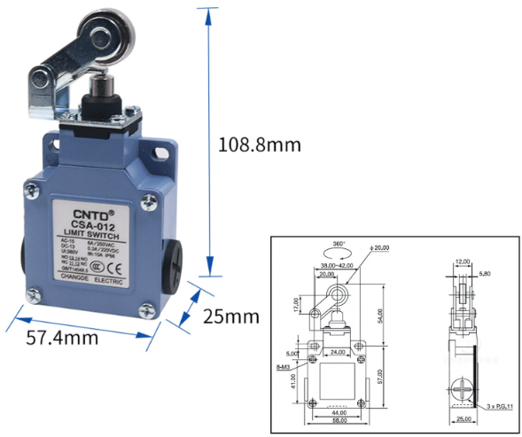 Elektrisk ändlägesbrytare metall CSA-012 – bild 2