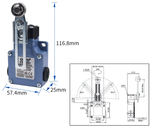 Elektrisk ändlägesbrytare metall CSA-031 – bild 2