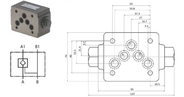 NG10 hydraulisk tryckstyrd backventil A – bild 2