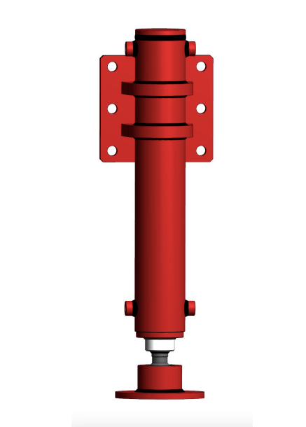 Hydraulisk dubbelverkande stödbenscylinder 70x50x300 med svängbar fot