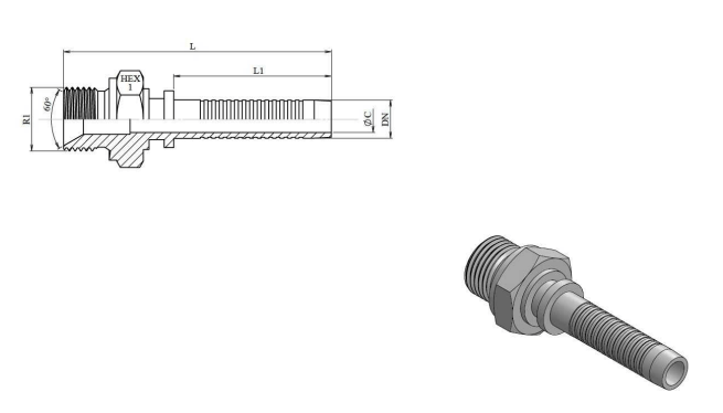 1/4" DN presskoppling utvändig gänga 1/4" BSP 700 bar – bild 2