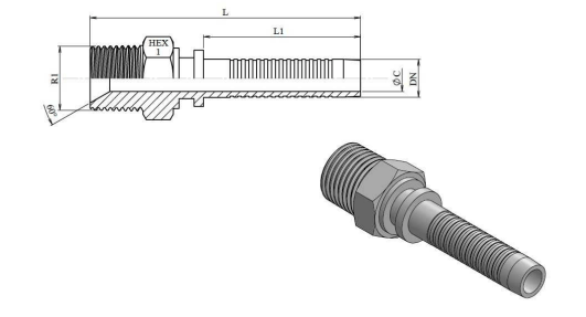 3/8" DN presskoppling 3/8" NPT hane 700 bar – bild 2