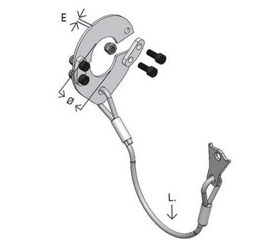 Säkerhetslina av stål för 18L eller 3/4" hydraulslangkopplingar, öppen – bild 2