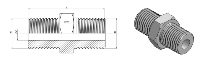 Rak koppling 3/8" BSPT hane – bild 2