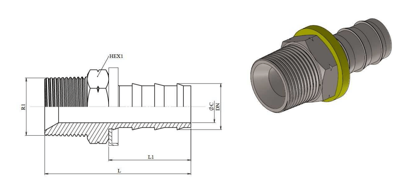3/8" NPT push-lock presskoppling hane för 3/8" (DN10) slang – bild 2