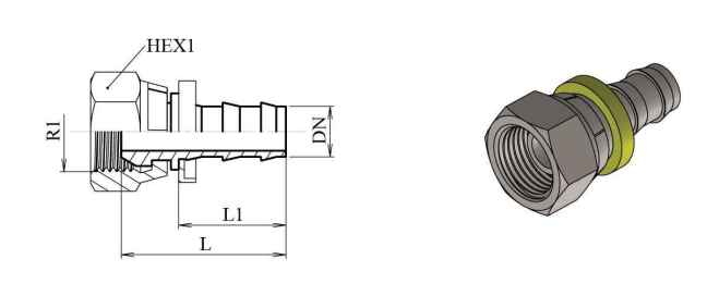 3/8 DN Push on presskoppling 3/8'' BSP hona – bild 2