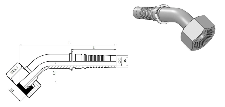38S M52x2 45° presskoppling med o-ring – bild 2