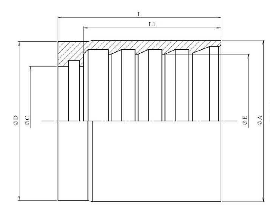 Rostfri presshylsa för DN 3/4" lämplig för R2A-2ST - 4SP-R9R - R12 – bild 2
