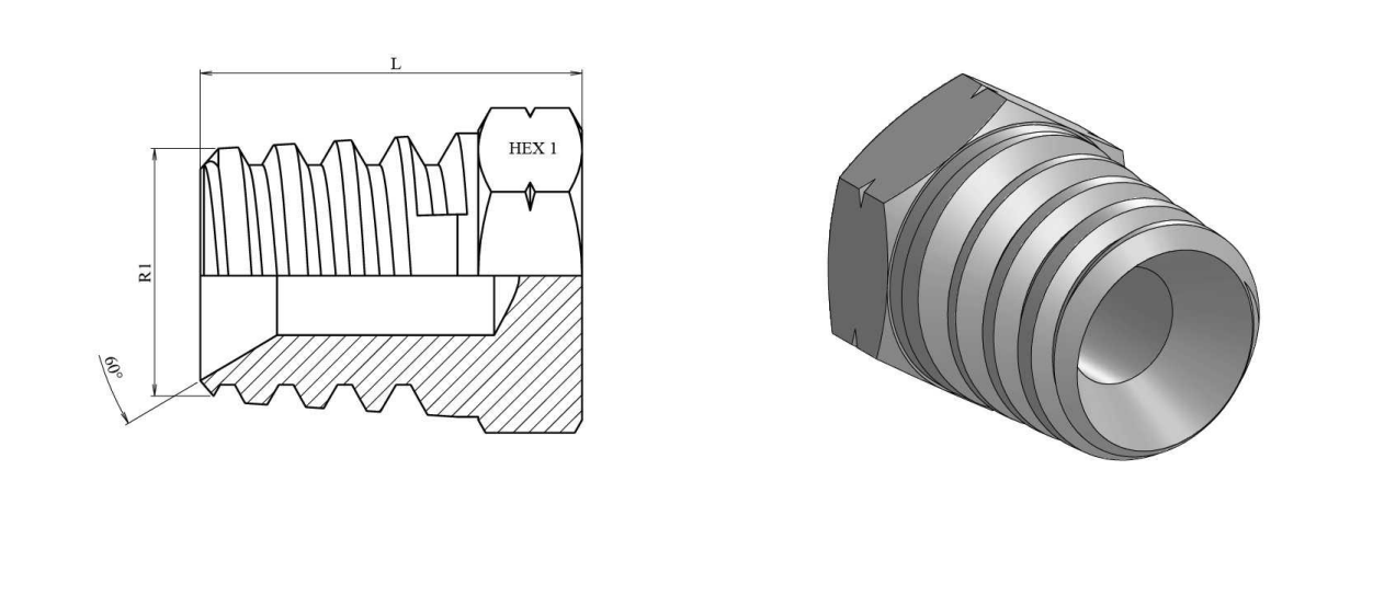 Rostfri Blindplugg 1/8" NPT hane – bild 2