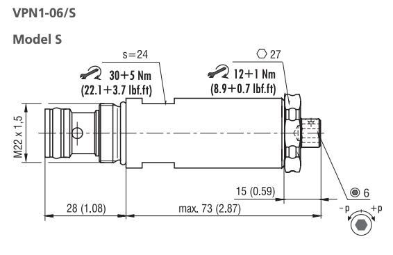 Argo Hytos trycksäkringspatronventil pilotstyrd upp till 0-63 bar M22x1.5 - 70 l/min – bild 4