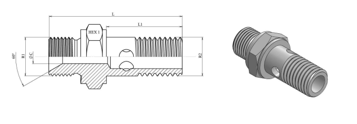 Banjo bult 3/8" BSP med 3/8" BSP hona anslutning – bild 2