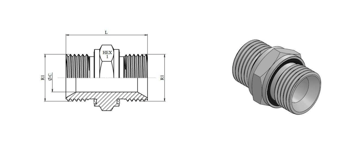 Rak koppling 3/8" BSP hane med tätning – bild 2