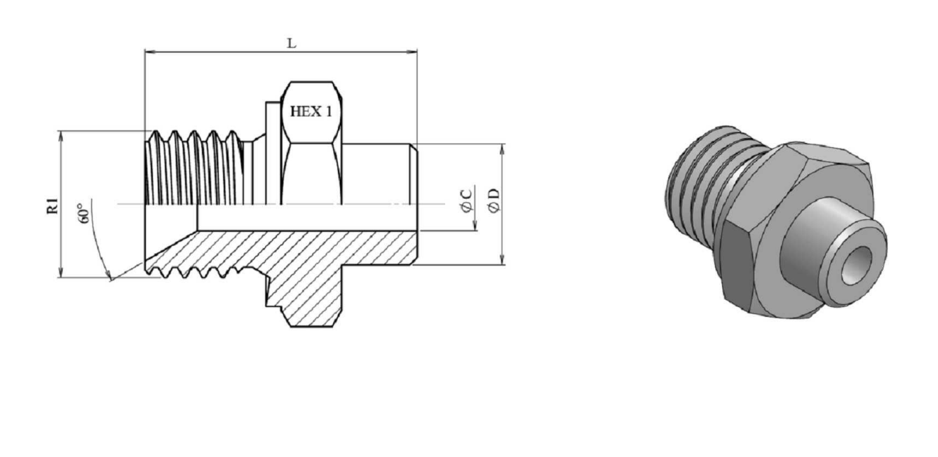 Svetsadapter 3/8" BSP (60°) hane hane – bild 2