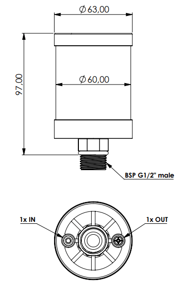 Avluftningsfilter Silikagel 1/2" BSP för hydrauliktank 0-50l med ventiler – bild 2