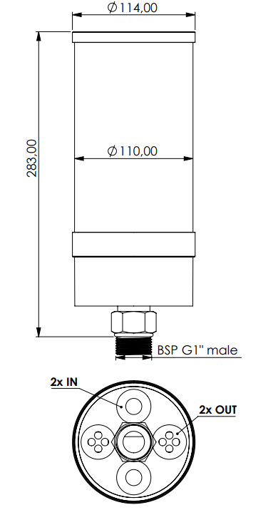 Avluftningsfilter Silikagel 1" BSP för hydrauliktank 100-400l med ventiler – bild 2