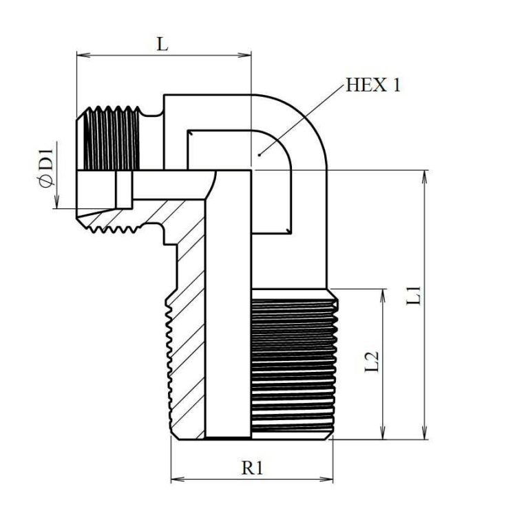 Rostfri reducering vinkelkoppling 10L 1/8" BSPT – bild 2