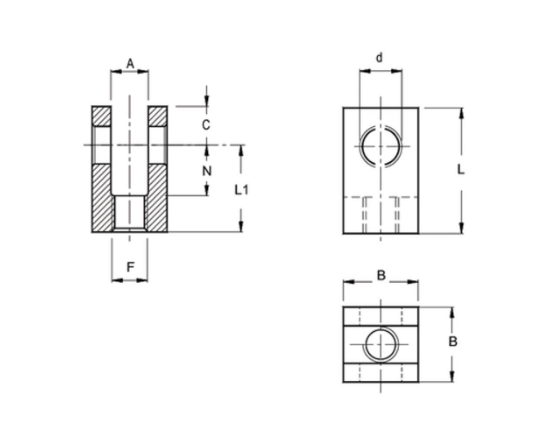 Gaffel Ø30.25mm höjd 90mm 60x60mm med M30 gänga – bild 2
