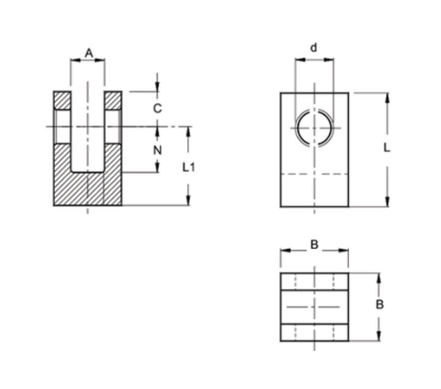 Gaffel Ø30.25mm höjd 90mm 60x60mm med M30 gänga – bild 3
