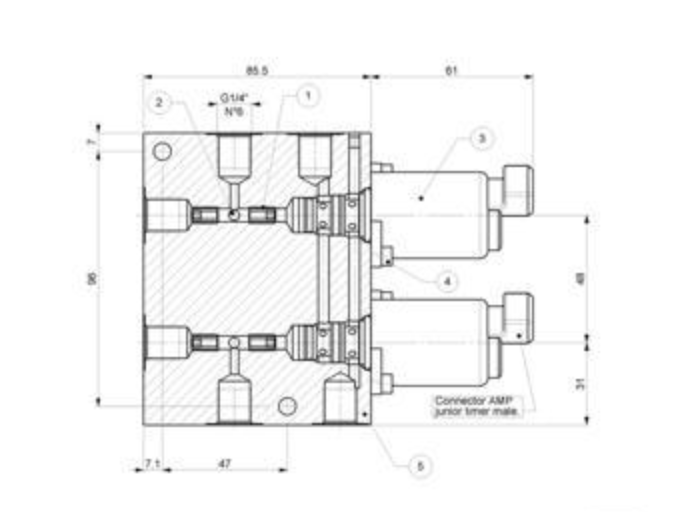 Reduceringsventil 1/4" 6 l/min 0-35 bar (24V) dubbel proportionell – bild 7
