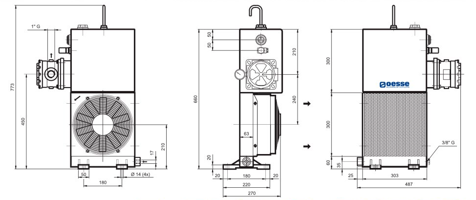 Oesse hydraulisk oljekylare 24V inkl. tank och filter – bild 2