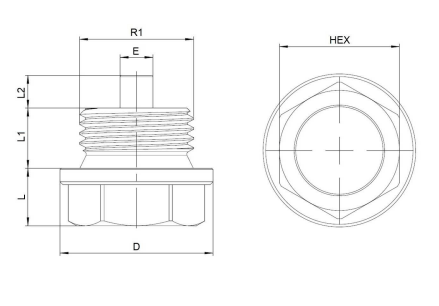 Sexkantig magnetplugg 1/2" BSP – bild 2