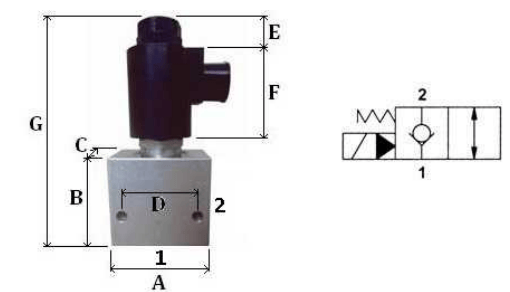 2/2-vägsventil 220V normalt stängd 3/4" BSP 115 l/min med backventil – bild 2