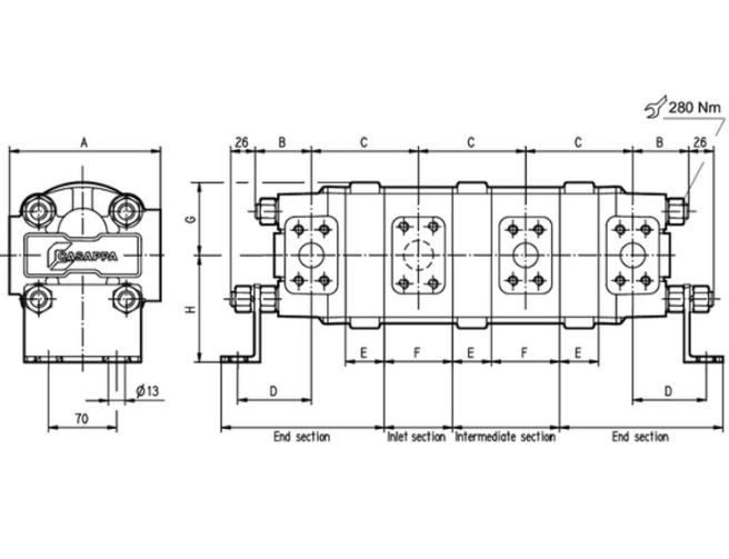Casappa flödesdelare (motor) 4 sektioner 43 cm3 – bild 3