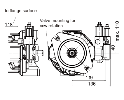 28 DRG variabel axialkolvpump vänster - öppen krets - 28cc - 280 bar – bild 4