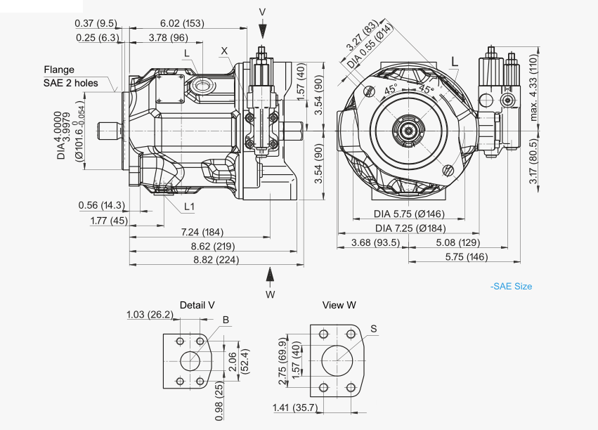 45 DRG variabel axialkolvpump höger - öppen krets - 45cc - 280 bar – bild 3