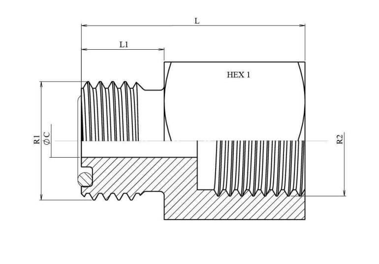 Adapter 11/16''-16h ORFS hane - 3/8'' BSP hona – bild 2