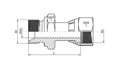 ORFS adapter 1"3/16-12h hona - 3/4" BSP hane med svivel – bild 2