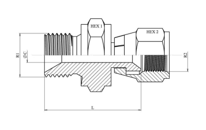 Adapter 1/4" BSP hane 60º - JIC 1/2" UNF hona med svivel – bild 2