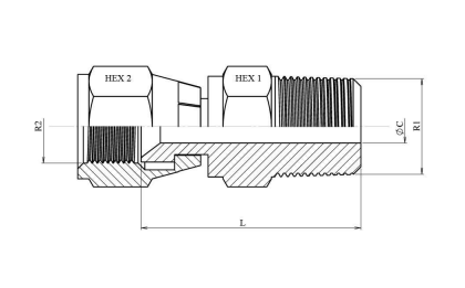 Adapter 1/2" BSPT hane - JIC 7/8" 14h UNF hona med svivel – bild 2