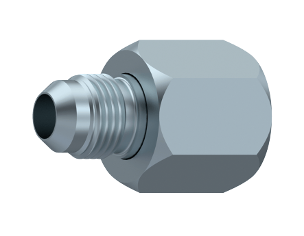 Adapter JIC 7/8" 14h UNF hane - JIC 7/16" 20h UNF hona med svivel